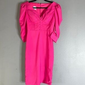 VTG LT LanTing Barbie Pink Puff Sleeve Button Dress